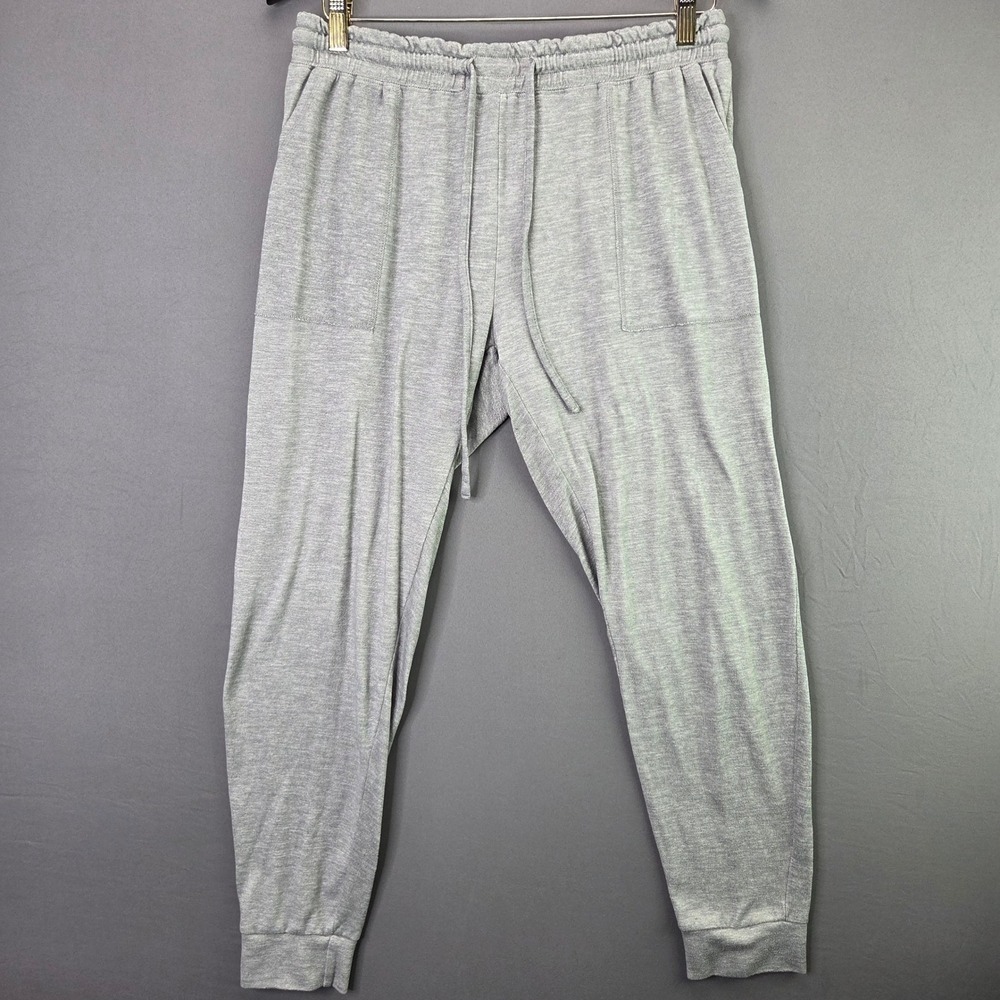 Danskin Joggers Pants Large Gray Heathered Knit Drawstring Pockets Stretch L